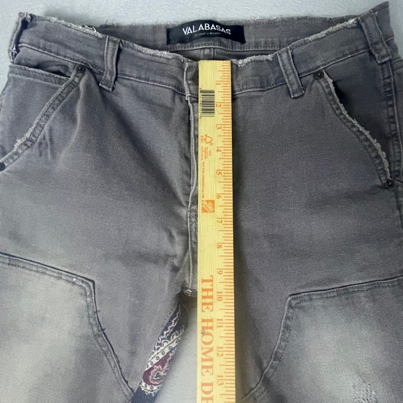 VALABASAS Carpenter Jeans Size 36 Paisley Trim Distressed Denim Pants - Picture 16 of 16